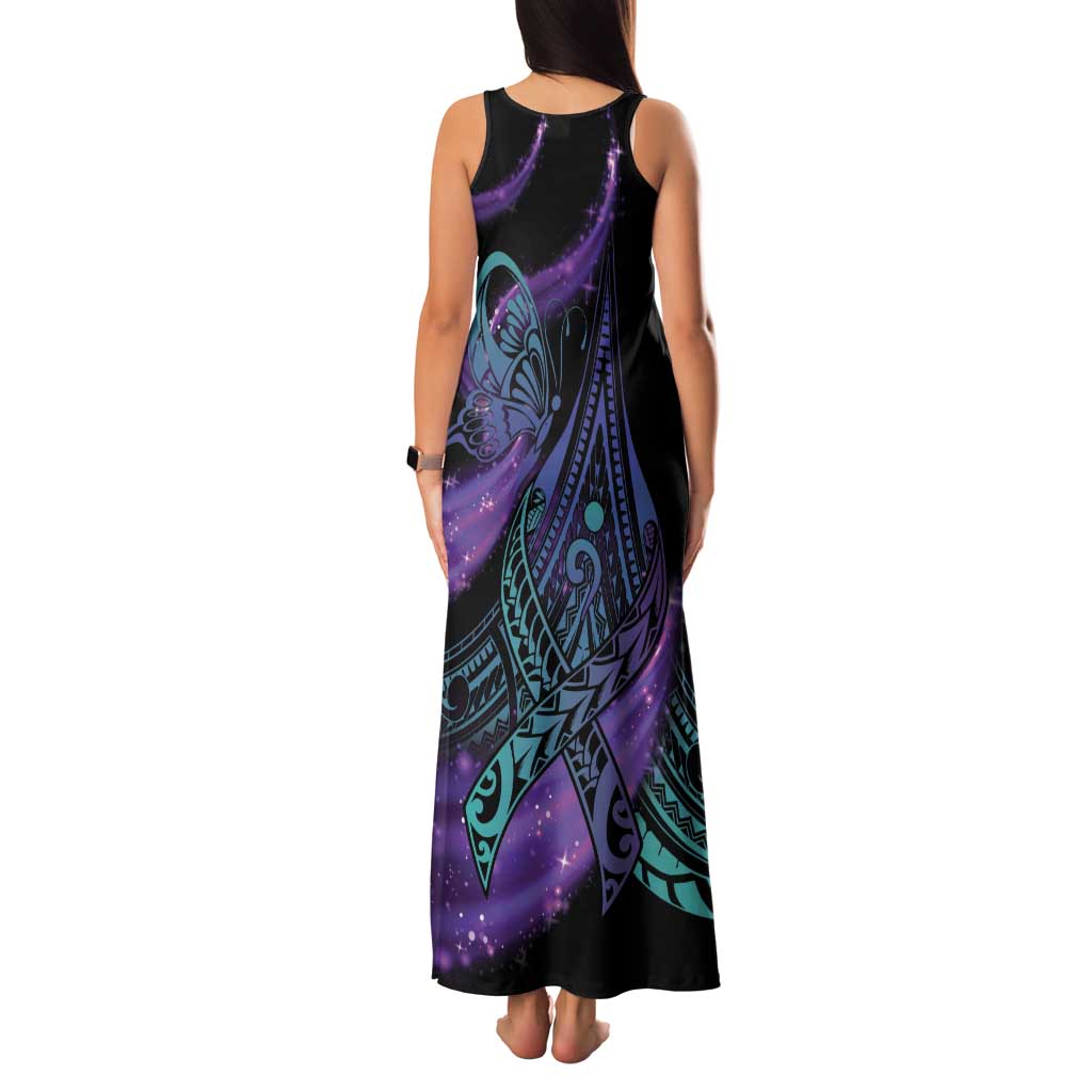 In September We Wear Teal And Purple Family Matching Tank Maxi Dress and Hawaiian Shirt Magic Ribbon Semicolon