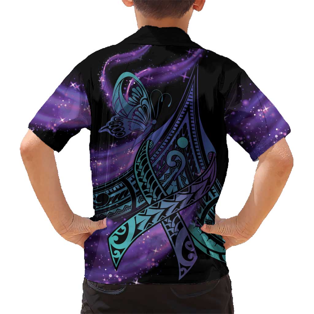 In September We Wear Teal And Purple Kid Hawaiian Shirt Magic Ribbon Semicolon