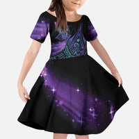 In September We Wear Teal And Purple Kid Short Sleeve Dress Magic Ribbon Semicolon LT01 KID Purple - Polynesian Pride