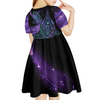 In September We Wear Teal And Purple Kid Short Sleeve Dress Magic Ribbon Semicolon LT01 - Polynesian Pride