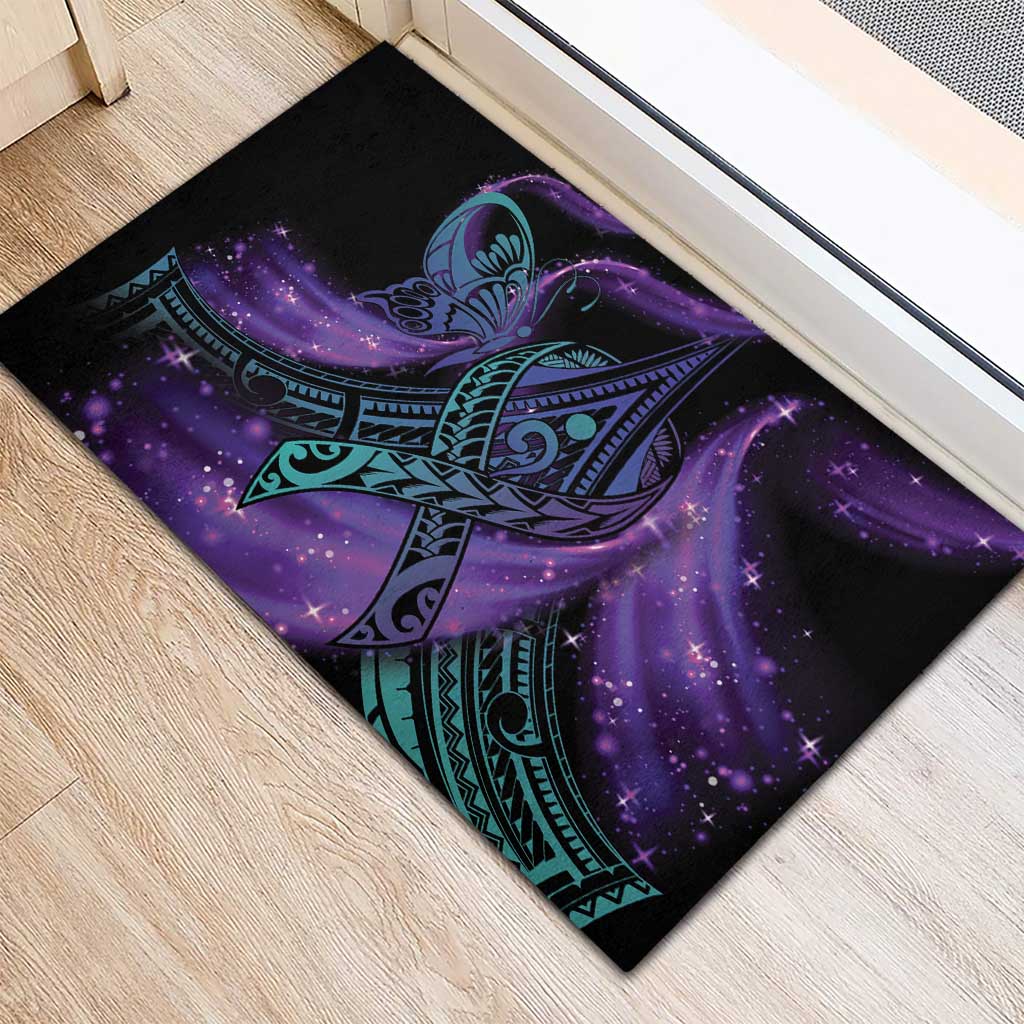 In September We Wear Teal And Purple Rubber Doormat Magic Ribbon Semicolon LT01 - Polynesian Pride
