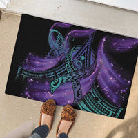In September We Wear Teal And Purple Rubber Doormat Magic Ribbon Semicolon LT01 - Polynesian Pride