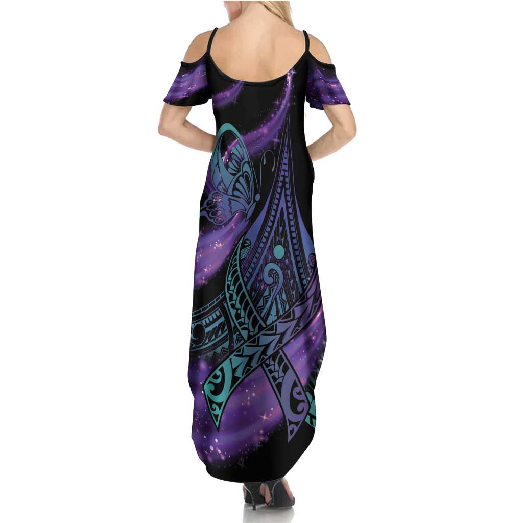 In September We Wear Teal And Purple Summer Maxi Dress Magic Ribbon Semicolon
