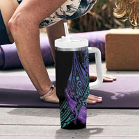 In September We Wear Teal And Purple Tumbler With Handle Magic Ribbon Semicolon