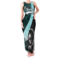 Chuuk Constitution Day Family Matching Tank Maxi Dress and Hawaiian Shirt Hibiscus Turquoise Pattern