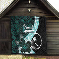 Chuuk Constitution Day Quilt Hibiscus Turquoise Pattern