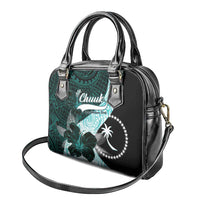 Chuuk Constitution Day Shoulder Handbag Hibiscus Turquoise Pattern