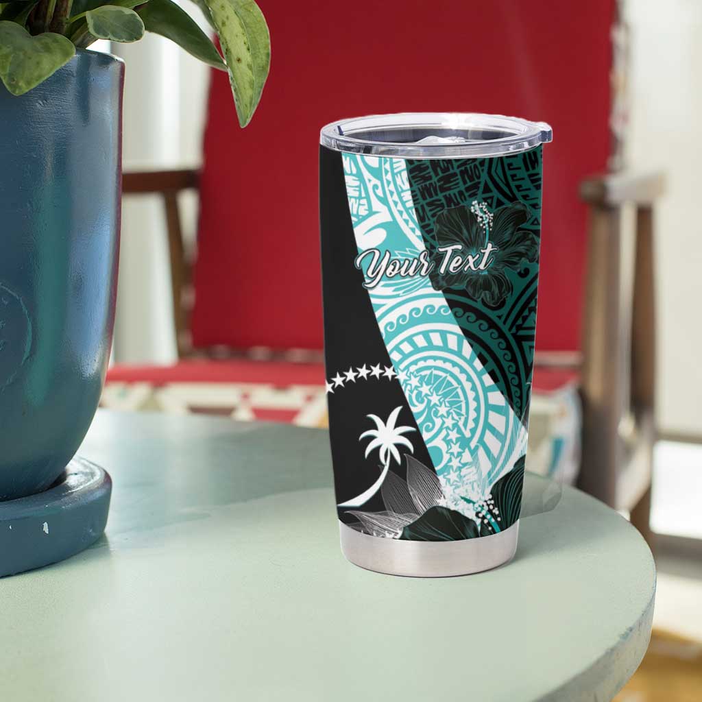 Chuuk Constitution Day Tumbler Cup Hibiscus Turquoise Pattern