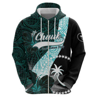 Chuuk Constitution Day Zip Hoodie Hibiscus Turquoise Pattern