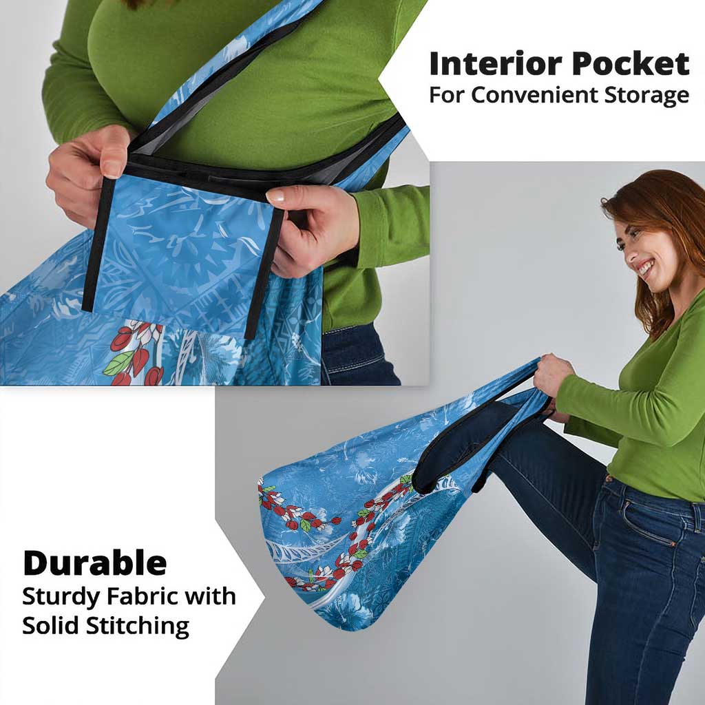 Fiji Tagimaucia Floral Grocery Bag Tapa Pattern