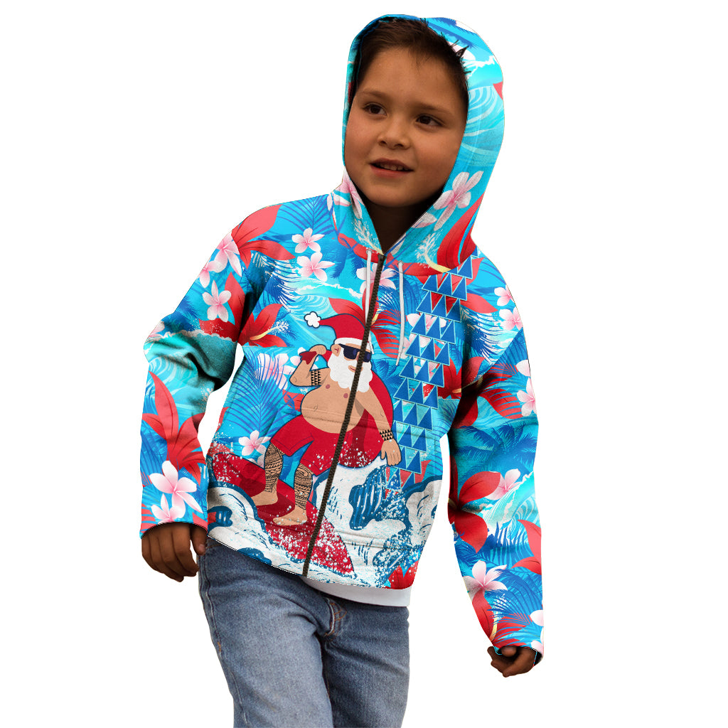 Hawaii Christmas Kid Hoodie Santa Claus Surfing Kakau Tropical Style LT01 - Polynesian Pride