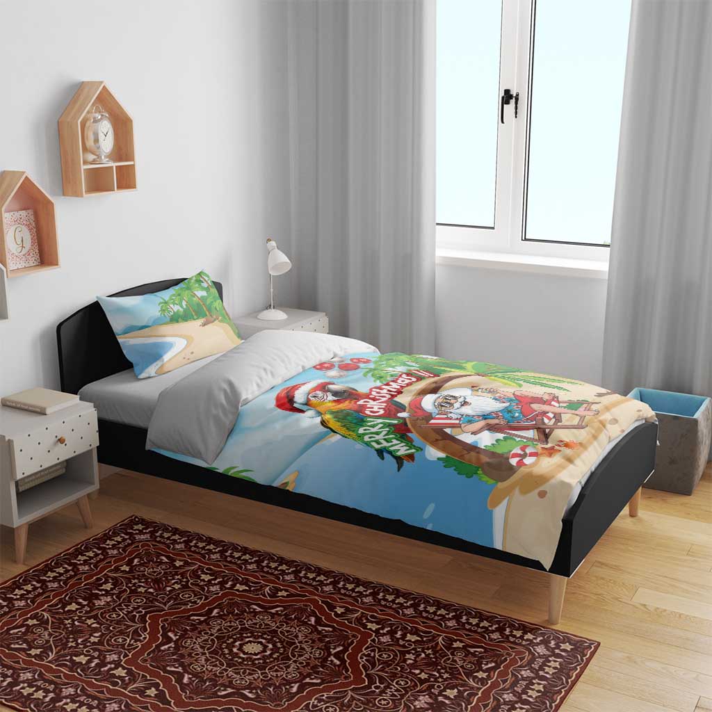 Hawaii Santa Parrot Christmas Bedding Set Summer Vibe - Polynesian Pride