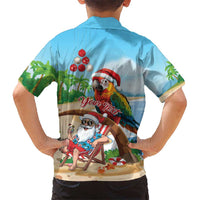 Personalized Hawaii Santa Parrot Christmas Family Matching Long Sleeve Bodycon Dress and Hawaiian Shirt Summer Vibe LT01 - Polynesian Pride