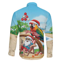 Personalized Hawaii Santa Parrot Christmas Family Matching Long Sleeve Bodycon Dress and Hawaiian Shirt Summer Vibe LT01 - Polynesian Pride