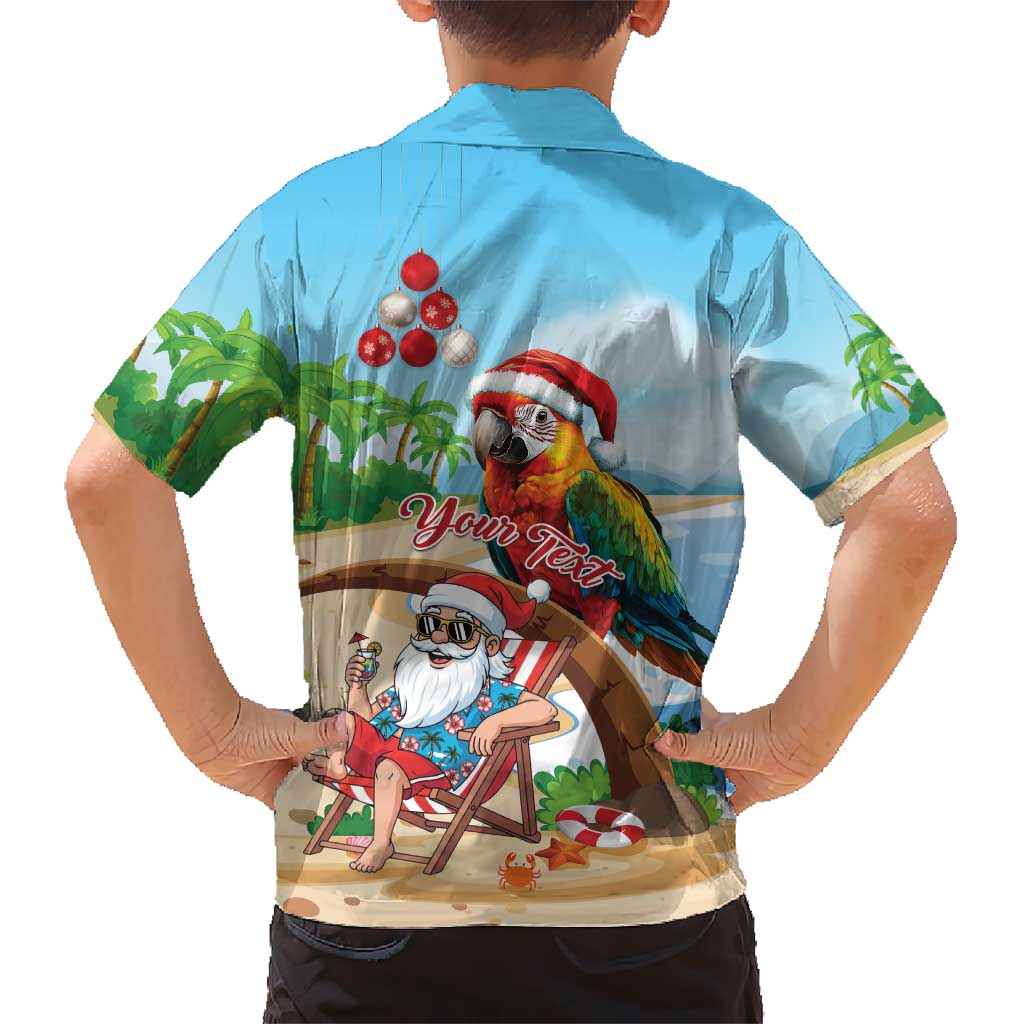 Personalized Hawaii Santa Parrot Christmas Family Matching Short Sleeve Bodycon Dress and Hawaiian Shirt Summer Vibe LT01 - Polynesian Pride