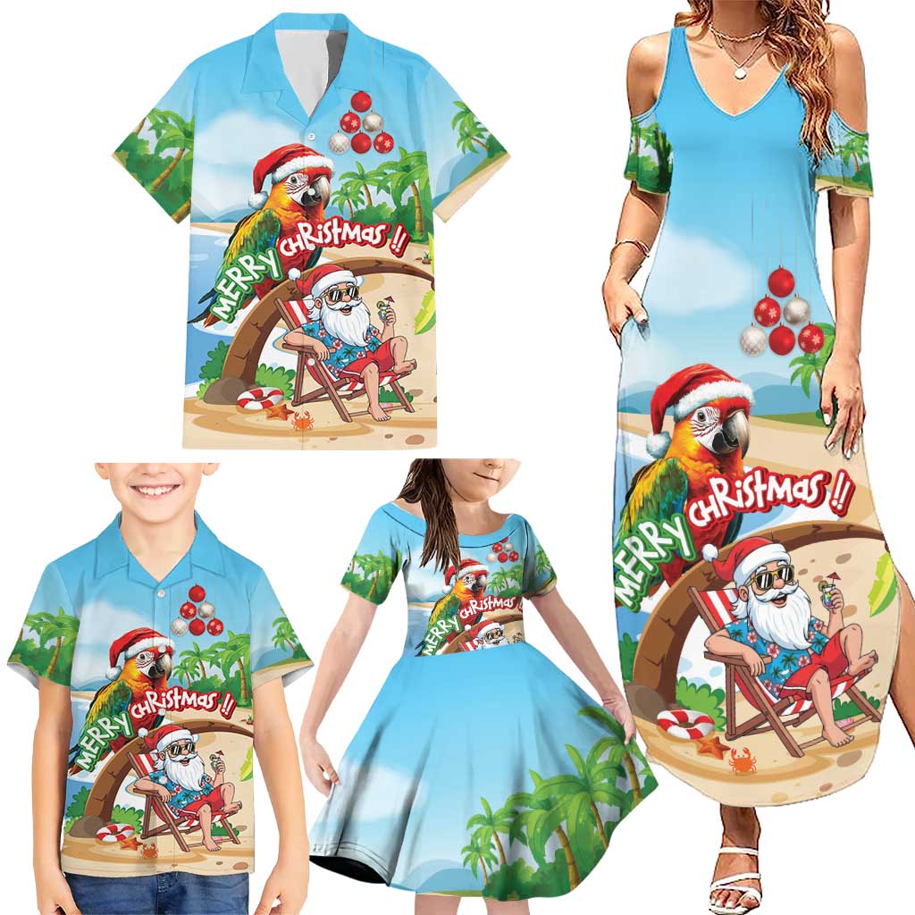 Personalized Hawaii Santa Parrot Christmas Family Matching Summer Maxi Dress and Hawaiian Shirt Summer Vibe - Polynesian Pride