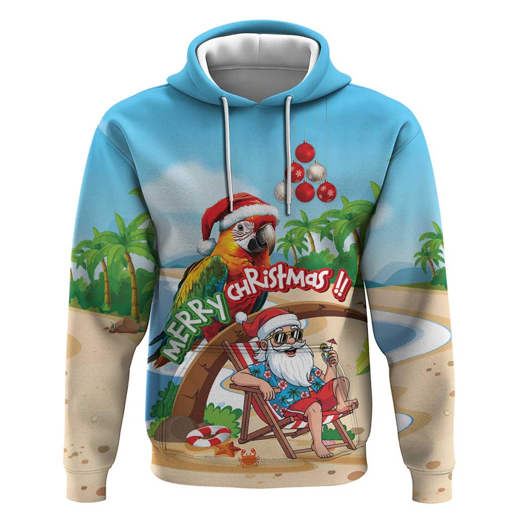 Personalized Hawaii Santa Parrot Christmas Hoodie Summer Vibe - Polynesian Pride