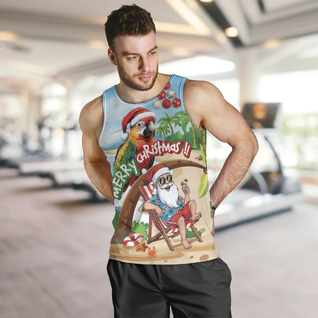 Personalized Hawaii Santa Parrot Christmas Men Tank Top Summer Vibe - Polynesian Pride