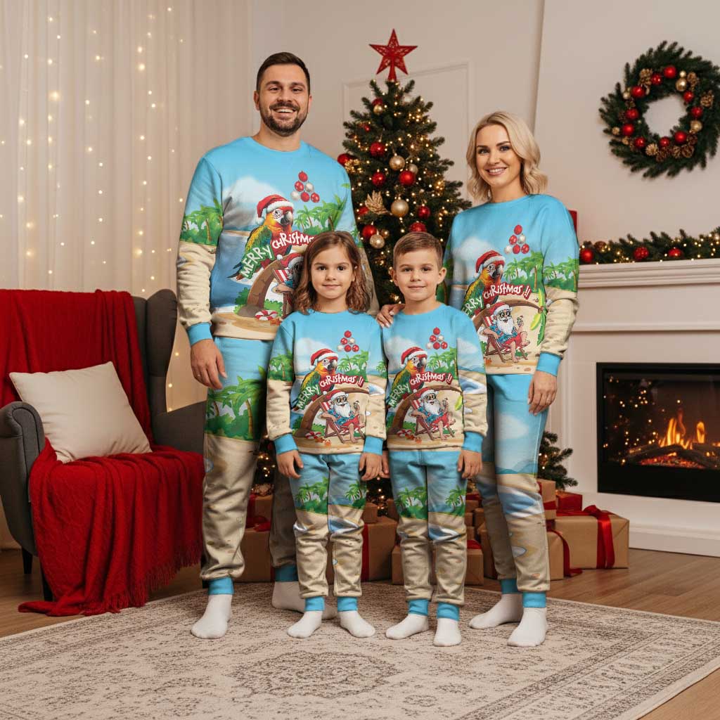 Personalized Hawaii Santa Parrot Christmas Pajama Set Summer Vibe - Polynesian Pride