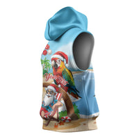 Personalized Hawaii Santa Parrot Christmas Sleeveless Hoodie Summer Vibe LT01 - Polynesian Pride