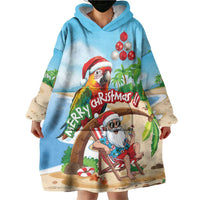 Personalized Hawaii Santa Parrot Christmas Wearable Blanket Hoodie Summer Vibe LT01 - Polynesian Pride