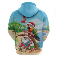 Personalized Hawaii Santa Parrot Christmas Zip Hoodie Summer Vibe - Polynesian Pride