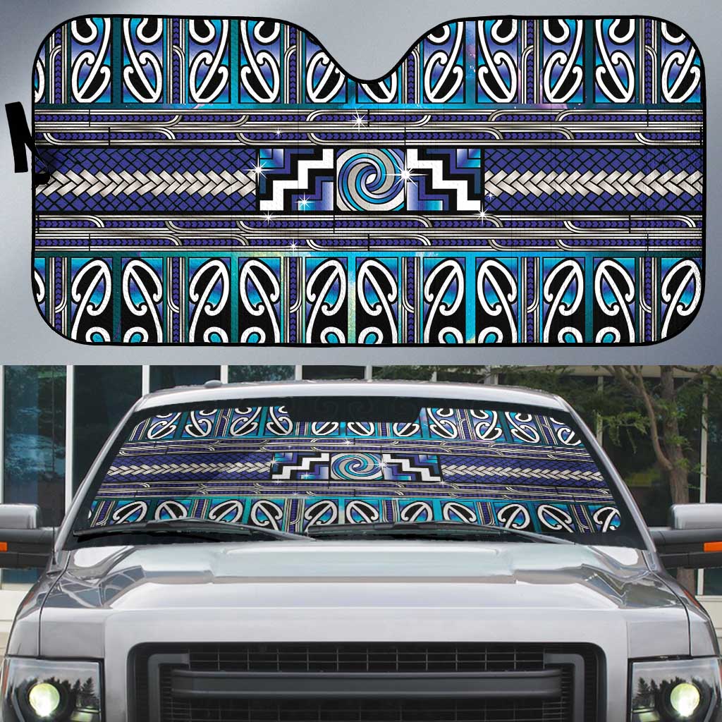 Maori Matariki Auto Sun Shade Blue Galaxy Aesthetic Koru Art