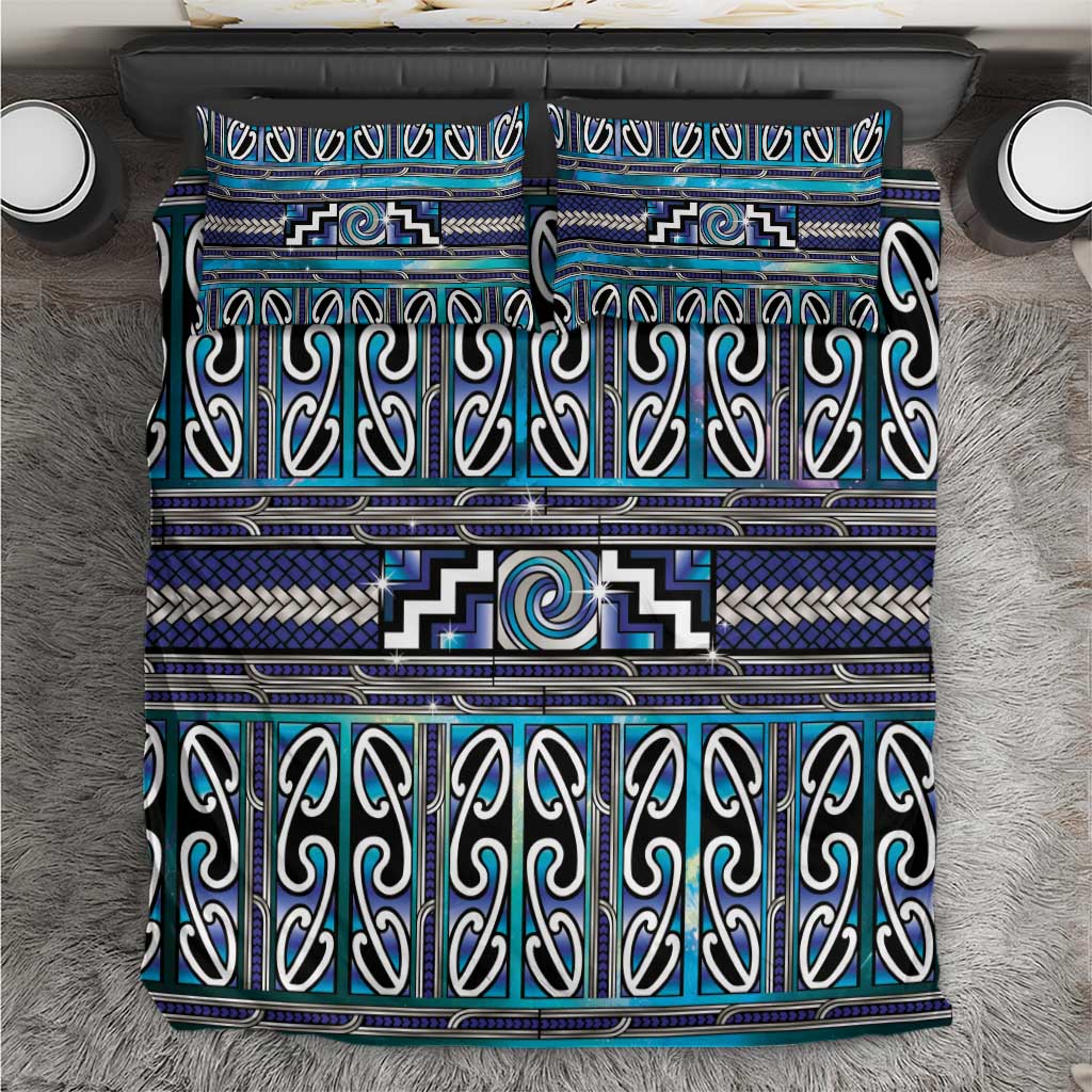 Maori Matariki Bedding Set Blue Galaxy Aesthetic Koru Art
