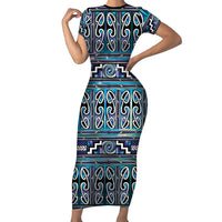 Maori Matariki Family Matching Short Sleeve Bodycon Dress and Hawaiian Shirt Blue Galaxy Aesthetic Koru Art