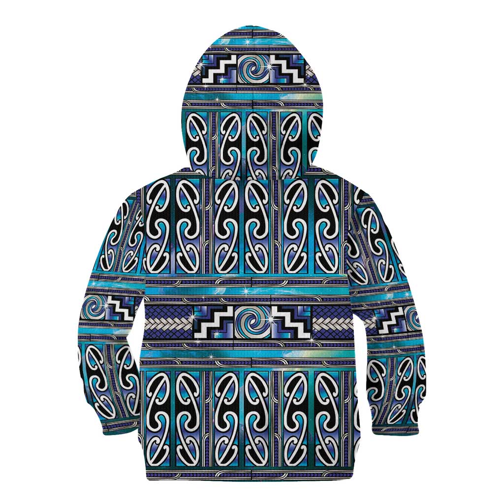Maori Matariki Kid Hoodie Blue Galaxy Aesthetic Koru Art