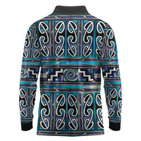 Maori Matariki Long Sleeve Polo Shirt Blue Galaxy Aesthetic Koru Art LT01 - Polynesian Pride