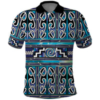 Maori Matariki Polo Shirt Blue Galaxy Aesthetic Koru Art