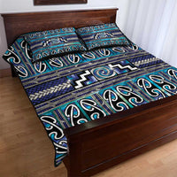 Maori Matariki Quilt Bed Set Blue Galaxy Aesthetic Koru Art