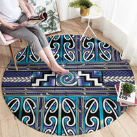 Maori Matariki Round Carpet Blue Galaxy Aesthetic Koru Art