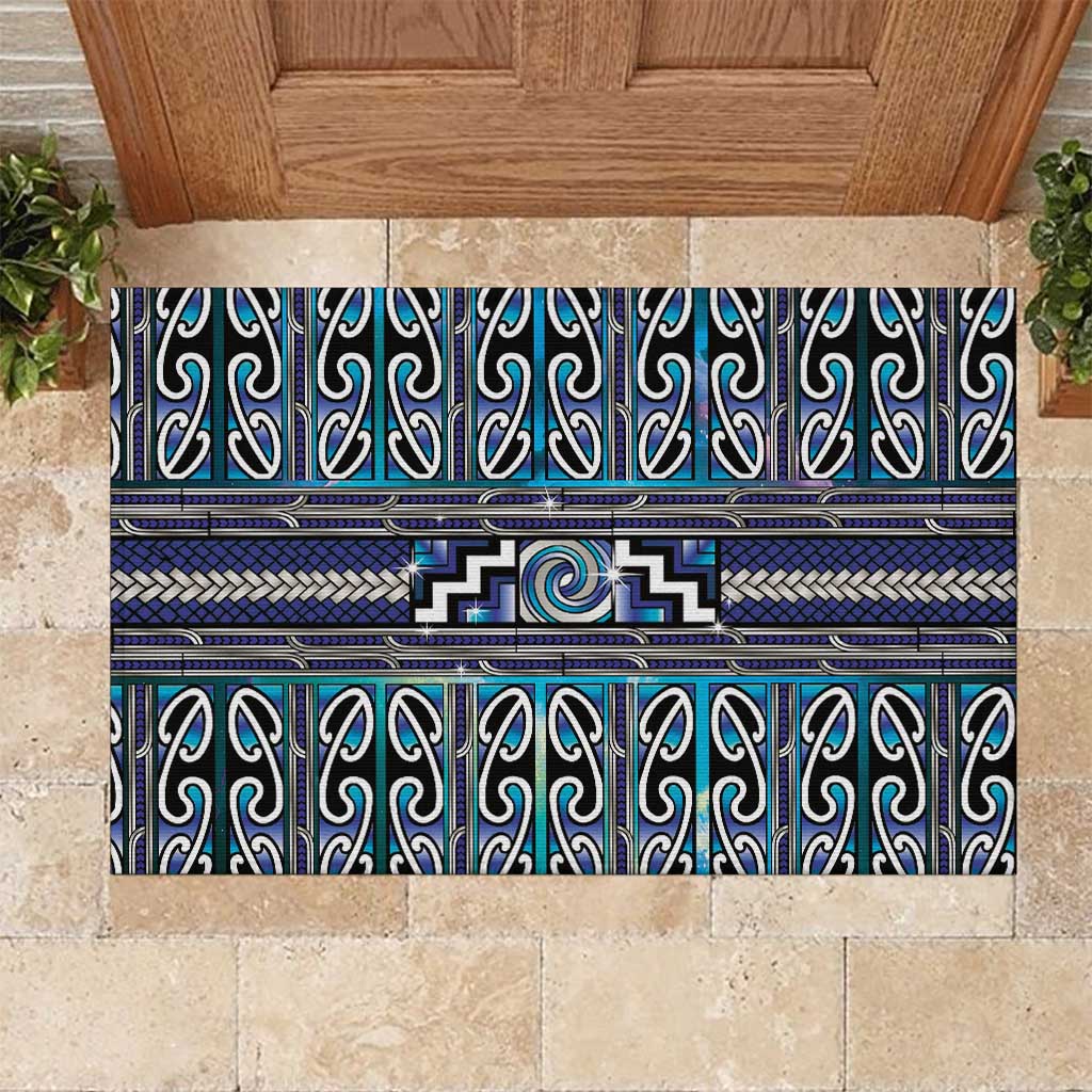 Maori Matariki Rubber Doormat Blue Galaxy Aesthetic Koru Art