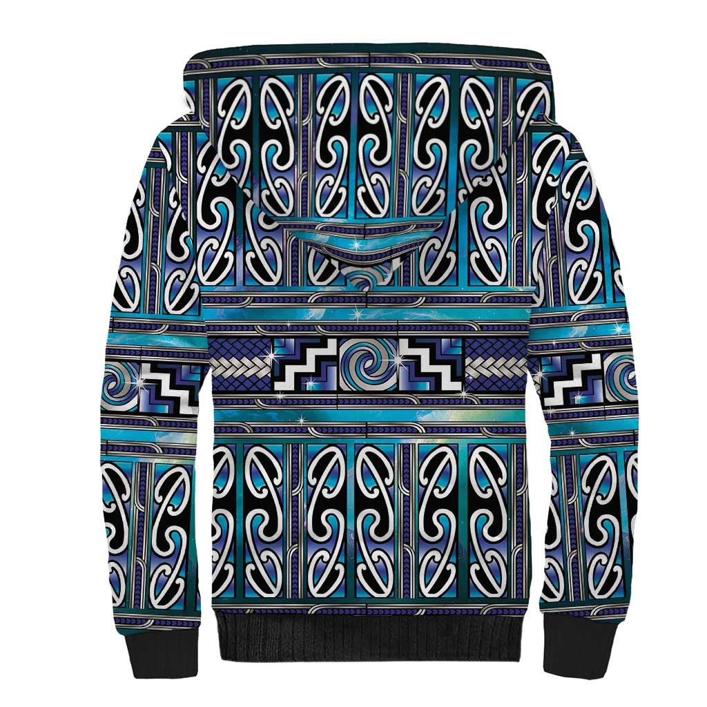 Maori Matariki Sherpa Hoodie Blue Galaxy Aesthetic Koru Art LT01 - Polynesian Pride
