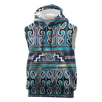 Maori Matariki Sleeveless Hoodie Blue Galaxy Aesthetic Koru Art LT01 Blue - Polynesian Pride