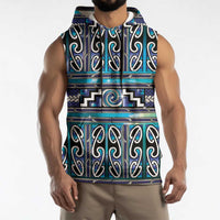 Maori Matariki Sleeveless Hoodie Blue Galaxy Aesthetic Koru Art LT01 - Polynesian Pride