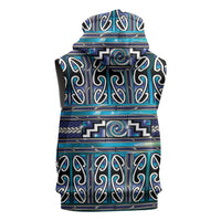Maori Matariki Sleeveless Zip Hoodie Blue Galaxy Aesthetic Koru Art LT01 - Polynesian Pride