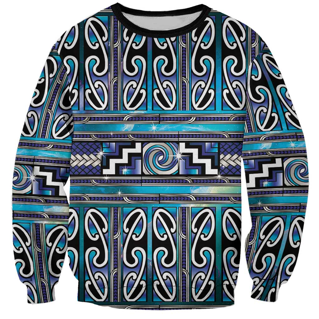 Maori Matariki Sweatshirt Blue Galaxy Aesthetic Koru Art