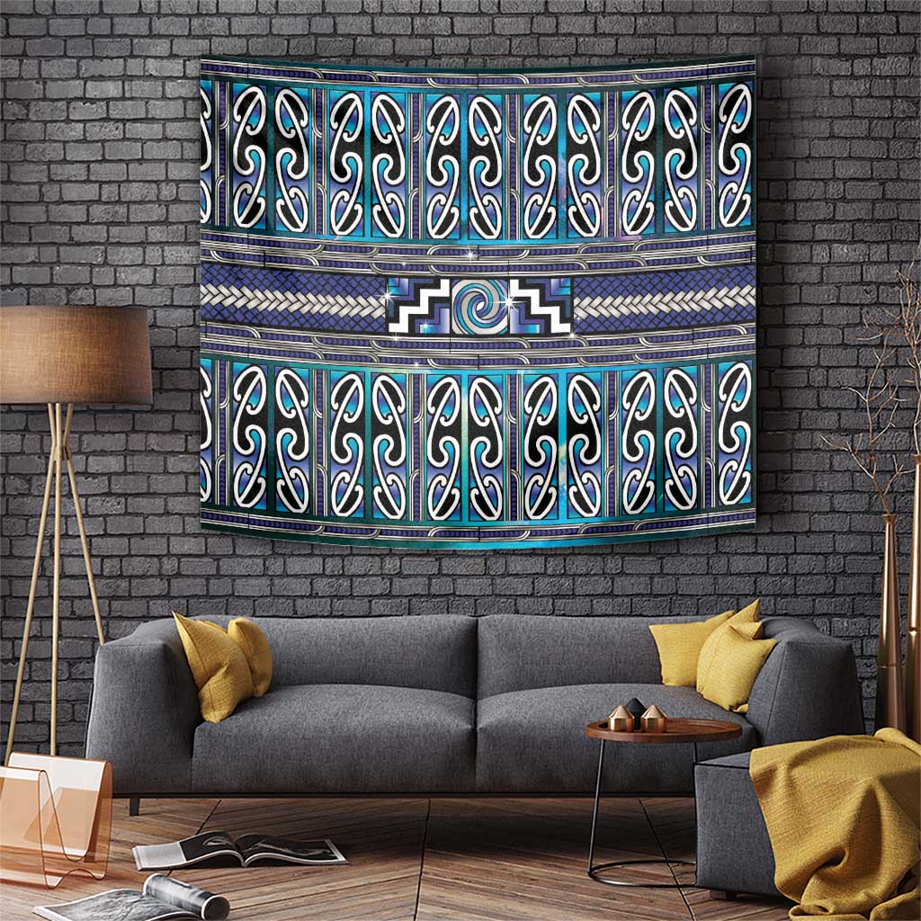Maori Matariki Tapestry Blue Galaxy Aesthetic Koru Art
