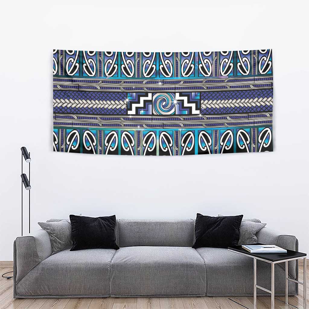 Maori Matariki Tapestry Blue Galaxy Aesthetic Koru Art