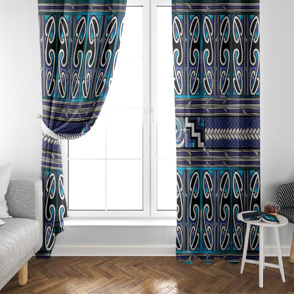 Maori Matariki Window Curtain Blue Galaxy Aesthetic Koru Art