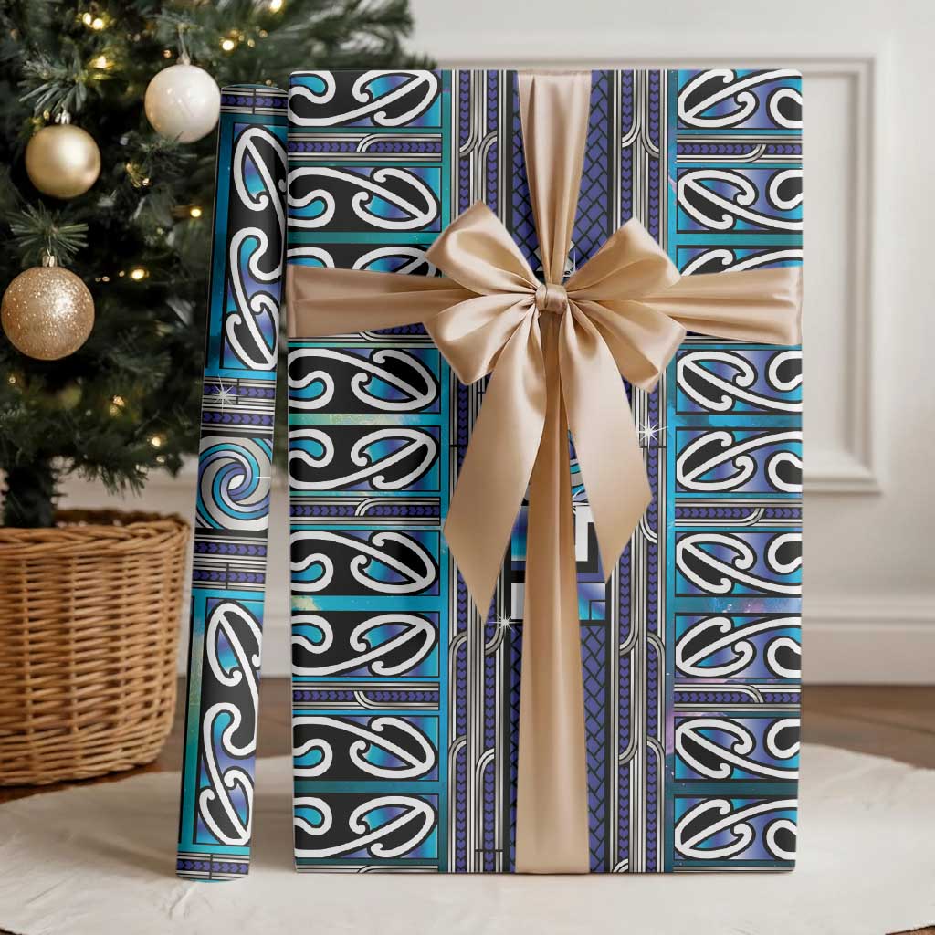 Maori Matariki Wrapping Paper Blue Galaxy Aesthetic Koru Art