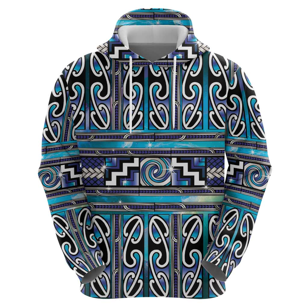 Maori Matariki Zip Hoodie Blue Galaxy Aesthetic Koru Art