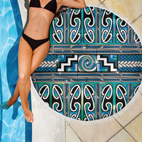 Maori Matariki Beach Blanket Green Galaxy Aesthetic Koru Art
