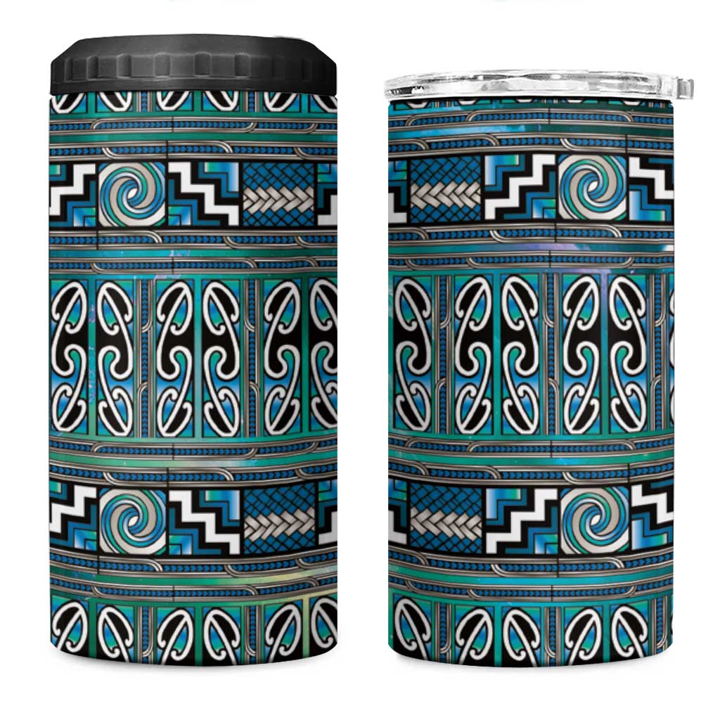 Maori Matariki 4 in 1 Can Cooler Tumbler Green Galaxy Aesthetic Koru Art