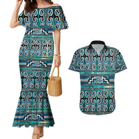 Maori Matariki Couples Matching Mermaid Dress and Hawaiian Shirt Green Galaxy Aesthetic Koru Art