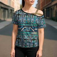 Maori Matariki Cross Shoulder Shirt Green Galaxy Aesthetic Koru Art LT01 - Polynesian Pride