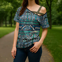 Maori Matariki Cross Shoulder Shirt Green Galaxy Aesthetic Koru Art LT01 - Polynesian Pride